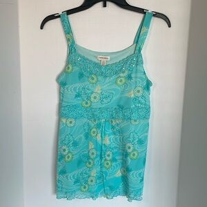 Limited Too stretchy blue dressy tank top with sequins & beading girls size 20